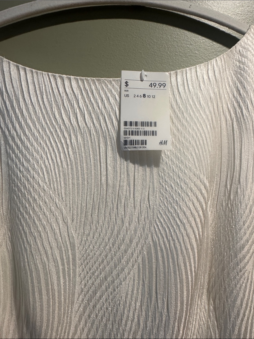 H&M Ivory Wave-Textured dress. With tag